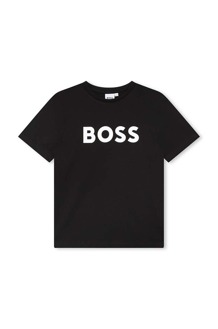 Dětské bavlněné tričko BOSS kulatý černá J25P24.162.174