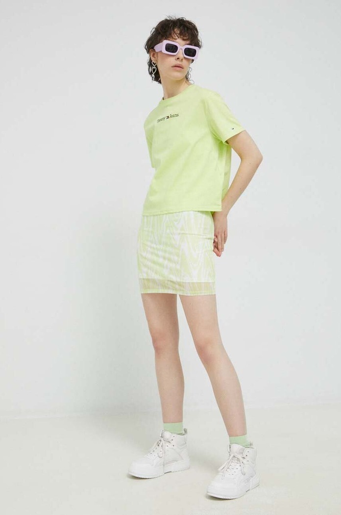 Tommy Jeans t-shirt bawełniany DW0DW15049.PPYX zielony AW23