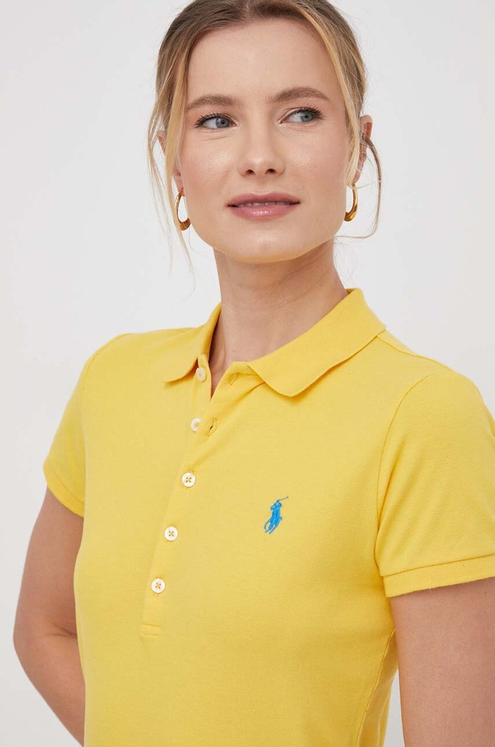 Polo Ralph Lauren polo z elastanem żółty 211870245
