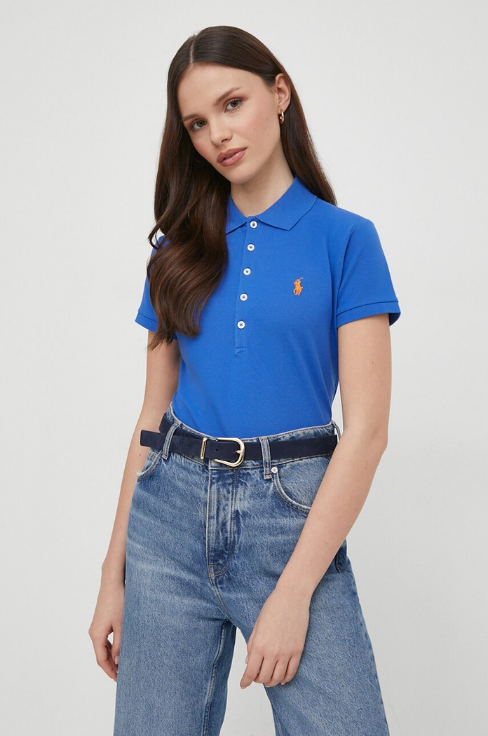Polo Ralph Lauren polo z elastanem niebieski 211870245
