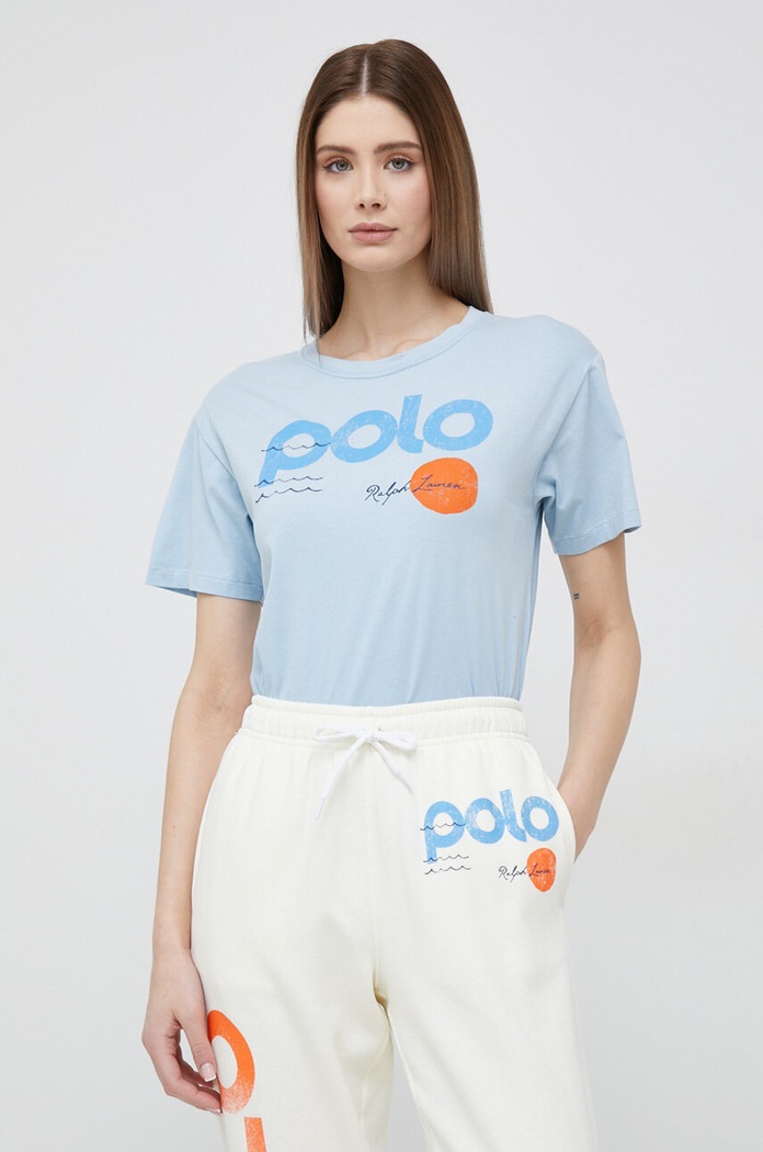 Βαμβακερό μπλουζάκι Polo Ralph Lauren 211892648 μπλε SS23