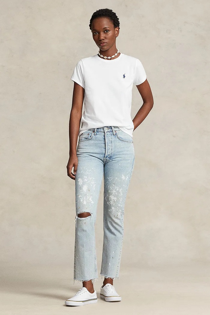 Oblečení Bavlněné tričko Polo Ralph Lauren 211898698 bílá