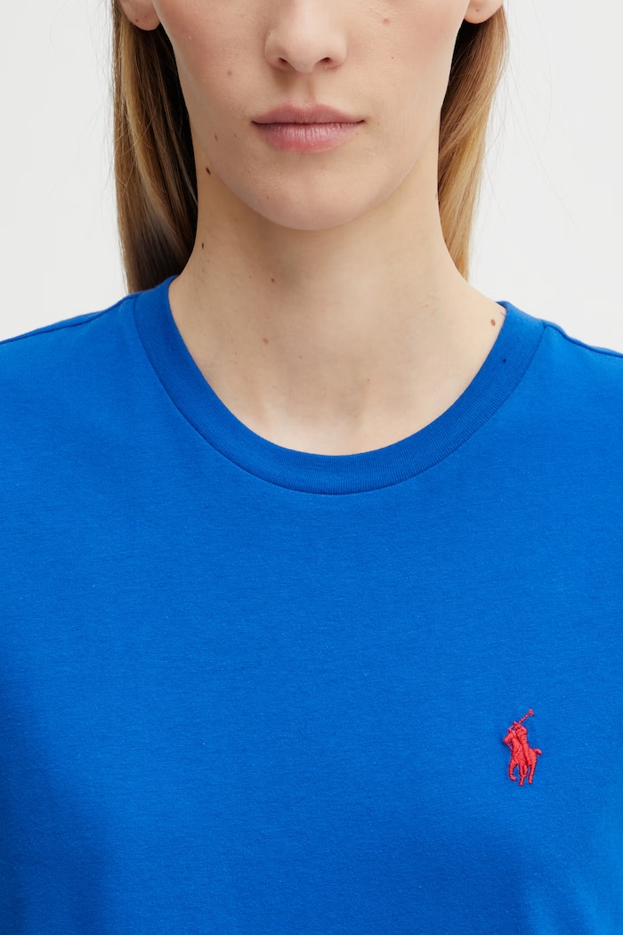T-shirt bawełniany Polo Ralph Lauren 211898698 niebieski