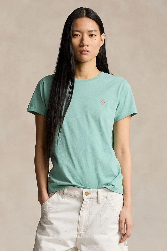 Βαμβακερό μπλουζάκι Polo Ralph Lauren κανονικό πράσινο 211898698