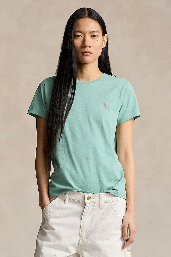 Βαμβακερό μπλουζάκι Polo Ralph Lauren κανονικό πράσινο 211898698