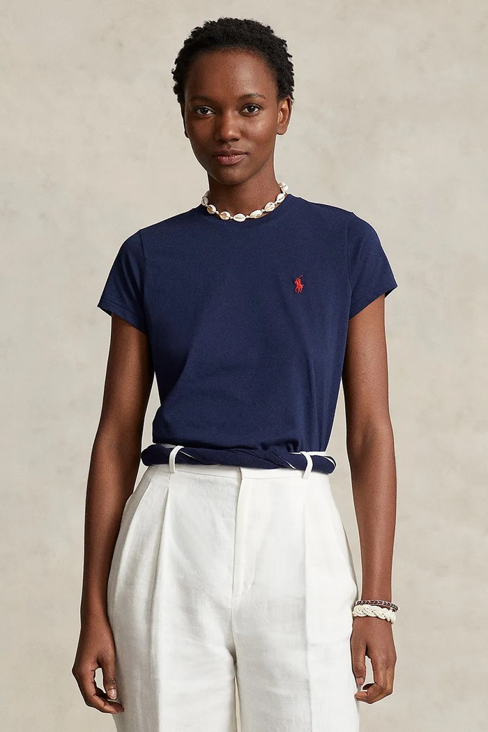 Bavlnené tričko Polo Ralph Lauren jednofarebný tmavomodrá 211898698