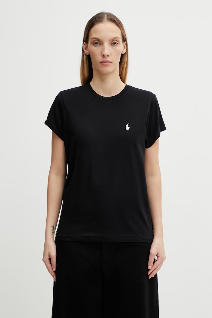 Памучна тениска Polo Ralph Lauren стандартна черен 211898698