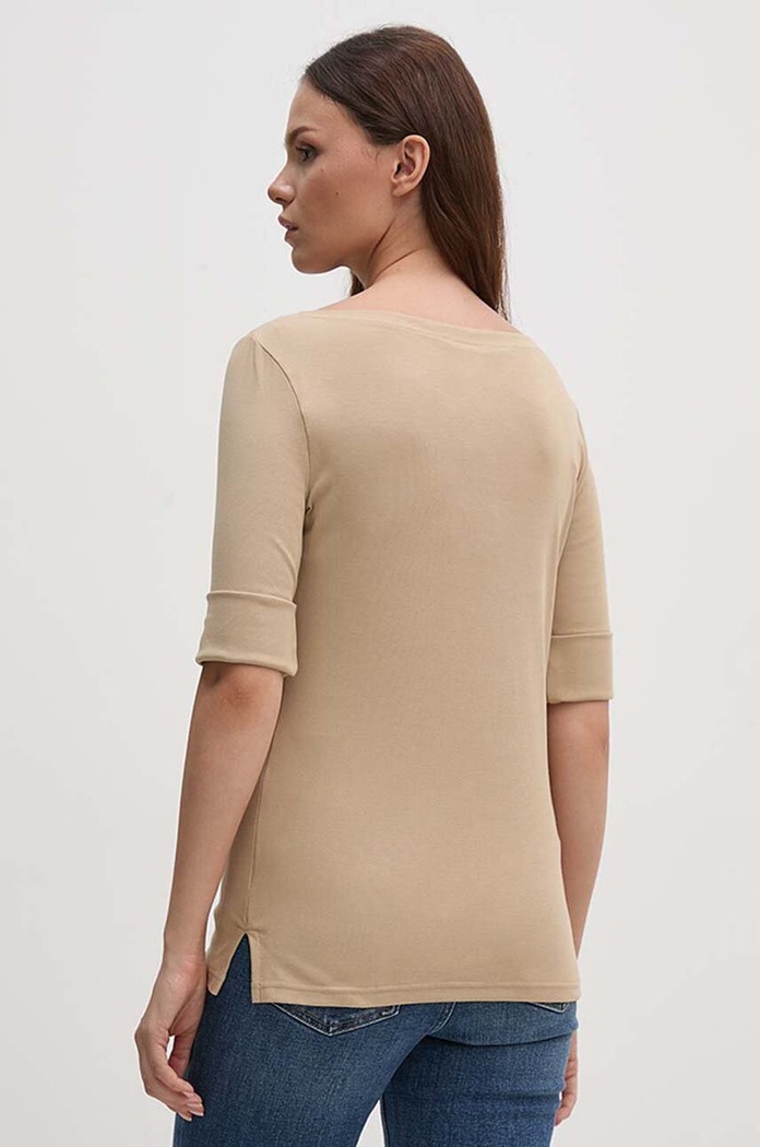 Lauren Ralph Lauren tričko dámske s bavlnou béžová 200654963
