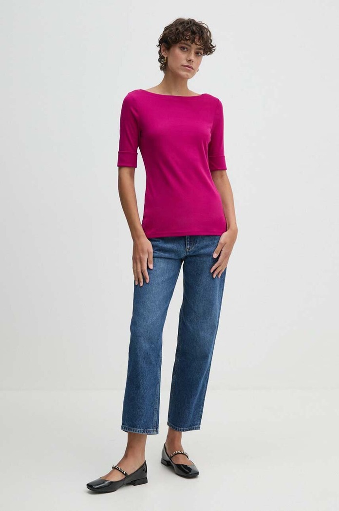 Lauren Ralph Lauren T-shirt damski z bawełny 200654963 różowy SS26