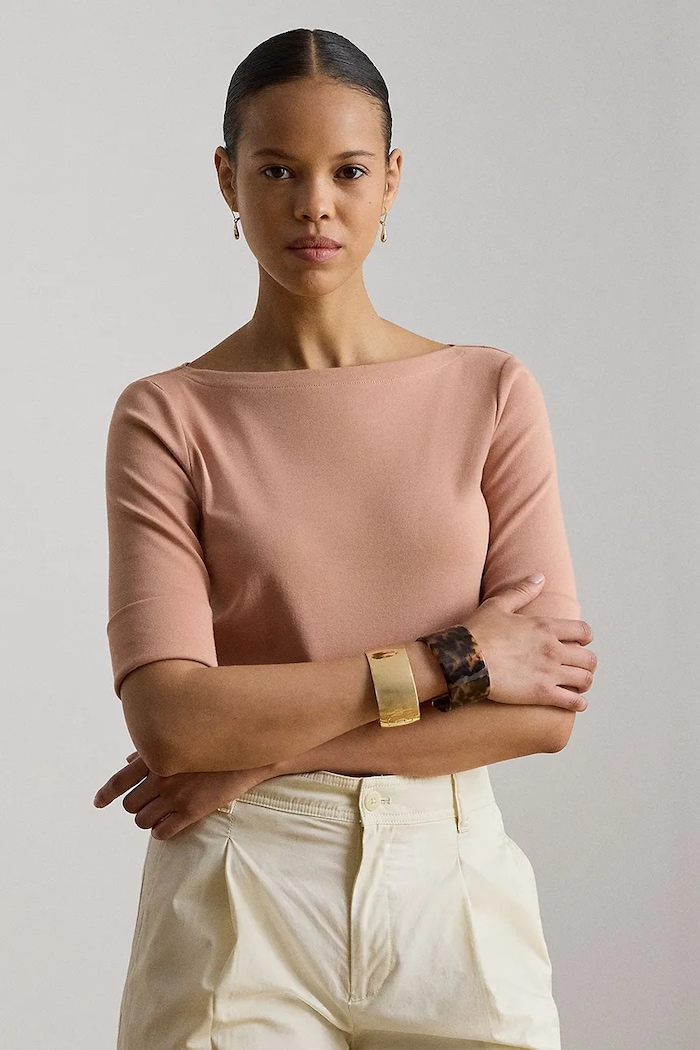 Lauren Ralph Lauren T-shirt damski z bawełną pomarańczowy 200654963