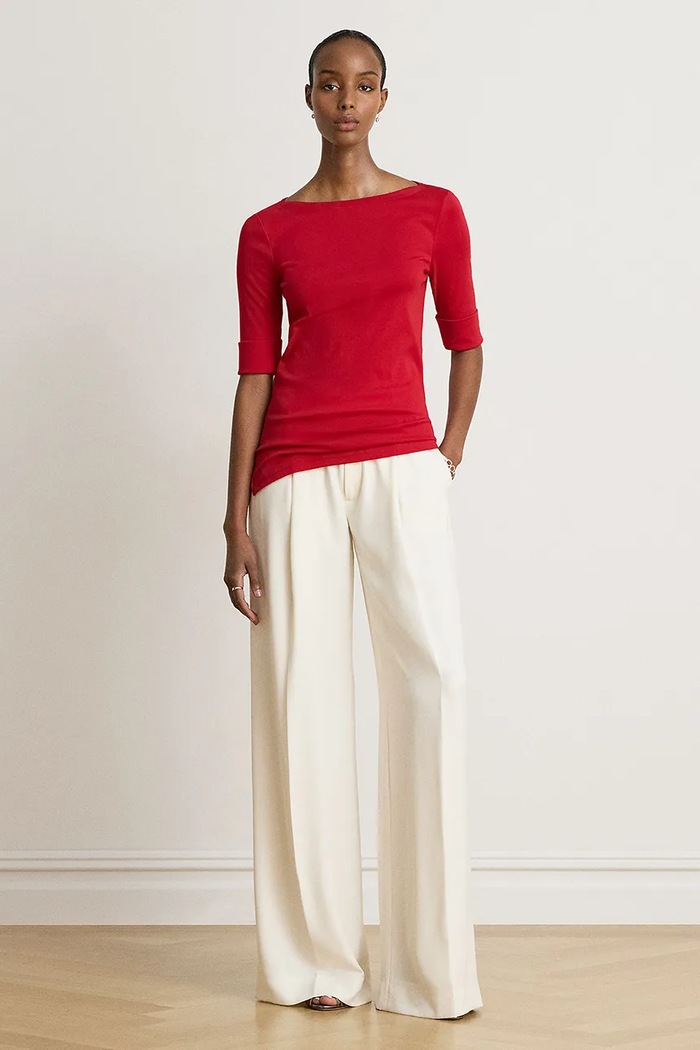Női pamut póló Lauren Ralph Lauren piros 200654963