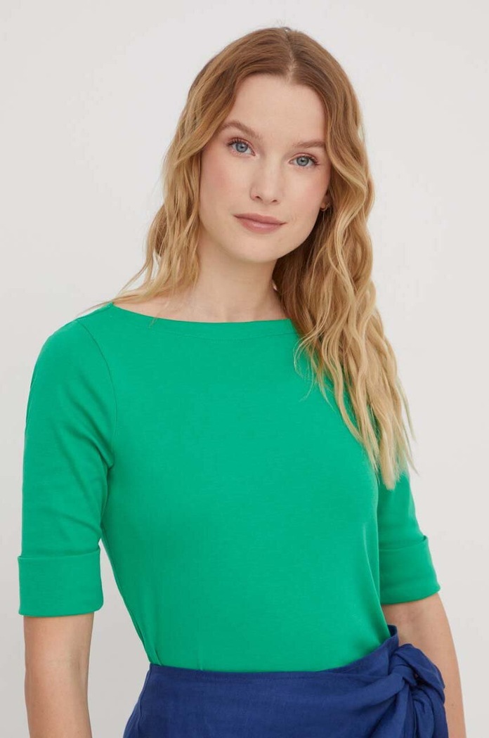 Lauren Ralph Lauren T-shirt damski z bawełną zielony 200654963