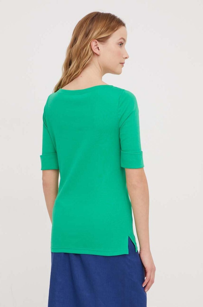 Odzież Lauren Ralph Lauren T-shirt damski z bawełną 200654963 zielony