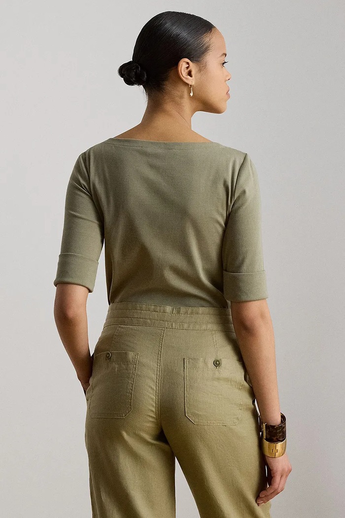Lauren Ralph Lauren tričko dámské s bavlnou 200654963 zelená SS26