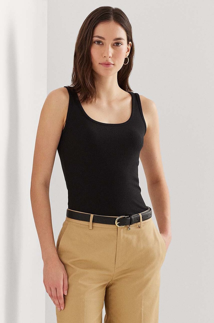 Lauren Ralph Lauren топ дамски от памук стандартна черен 200704777