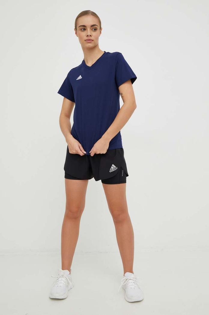Bavlněné tričko adidas Performance Entrada 22 hladký námořnická modř HC0440