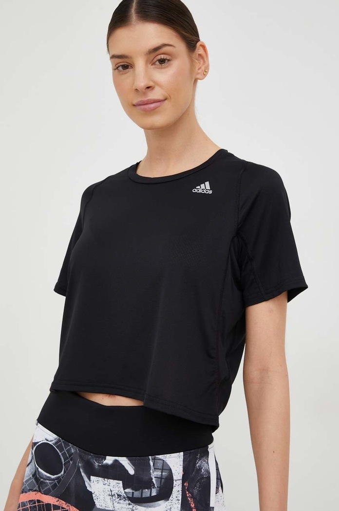 adidas Performance t-shirt do biegania Fast z elastanem czarny HC6345