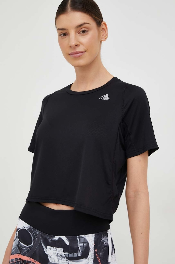 adidas Performance t-shirt do biegania Fast z elastanem czarny HC6345