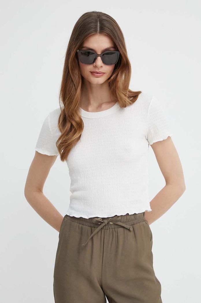 Μπλουζάκι Guess slim μπεζ W3GP34.KBQI0