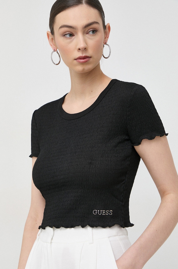 Guess t-shirt SMOKED z elastanem czarny W3GP34.KBQI0