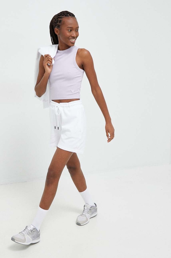 Guess crop top dámský s viskózou EDIE V3GP19.K8RT2 fialová AW25