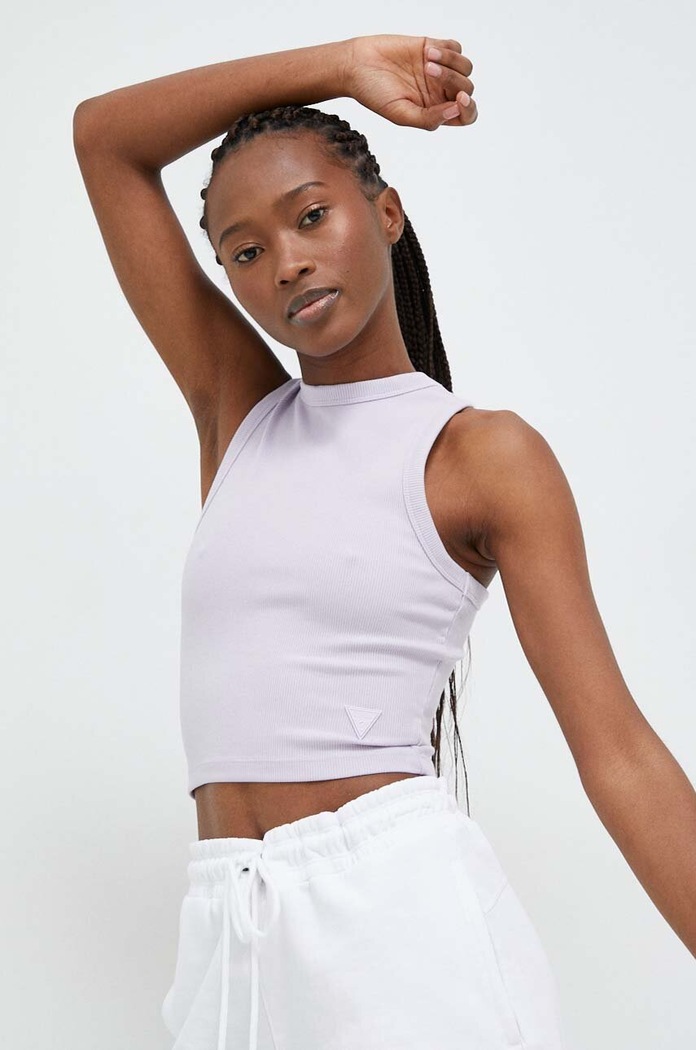 Guess crop top dámský s viskózou EDIE fialová V3GP19.K8RT2