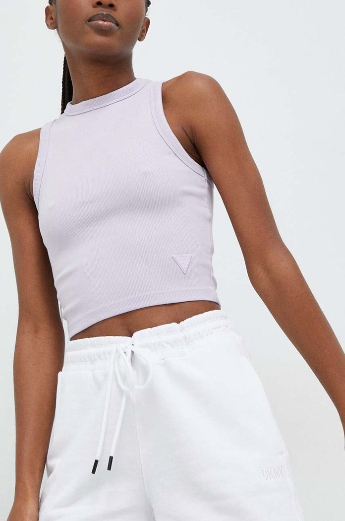 Guess crop top dámský s viskózou EDIE V3GP19.K8RT2 fialová