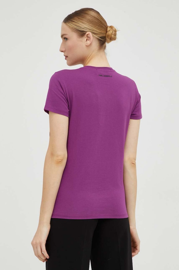 Odzież Karl Lagerfeld T-shirt bawełniany 230W1700 fioletowy
