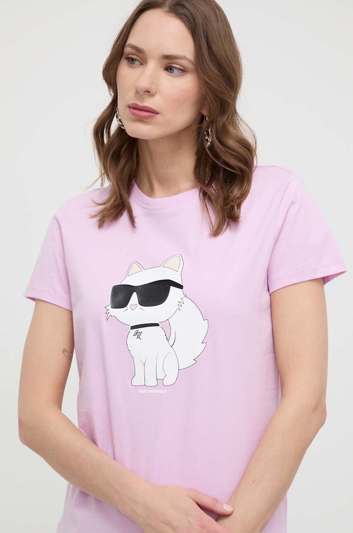 Karl Lagerfeld pamut póló pamut rózsaszín 230W1703