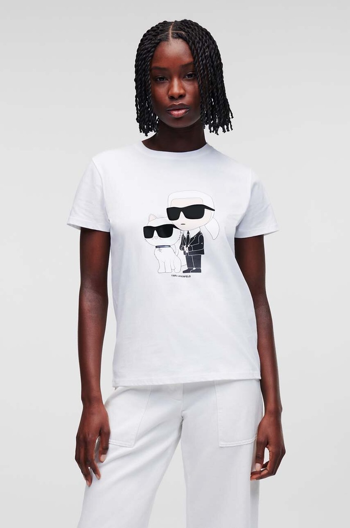 Βαμβακερό μπλουζάκι Karl Lagerfeld βαμβάκι λευκό 230W1704