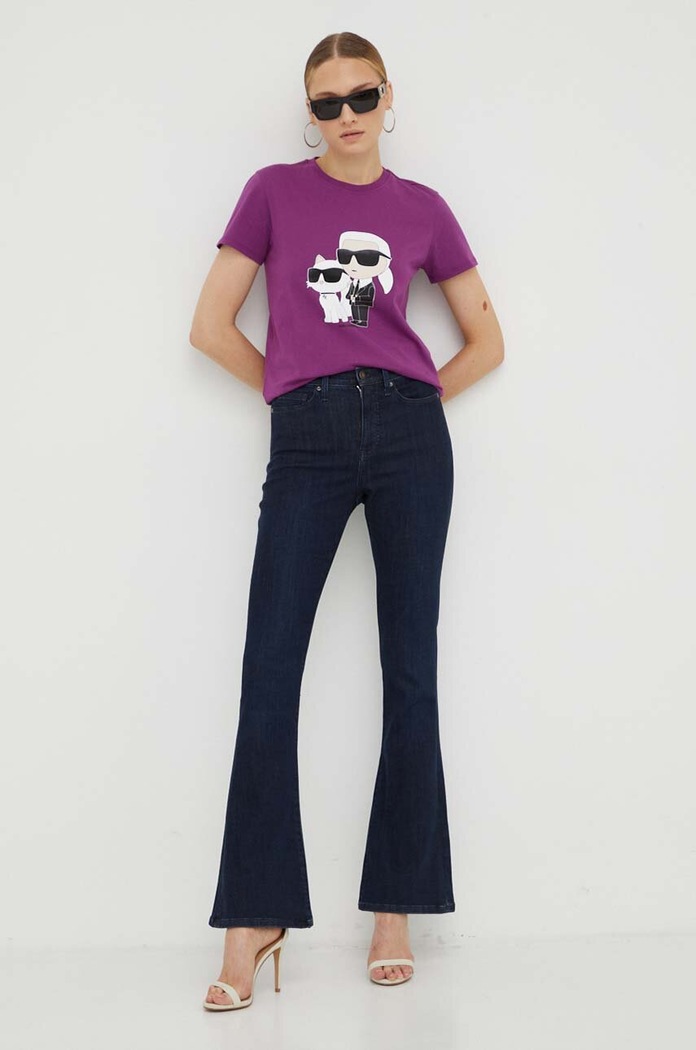 Karl Lagerfeld t-shirt bawełniany 230W1704 fioletowy AW24