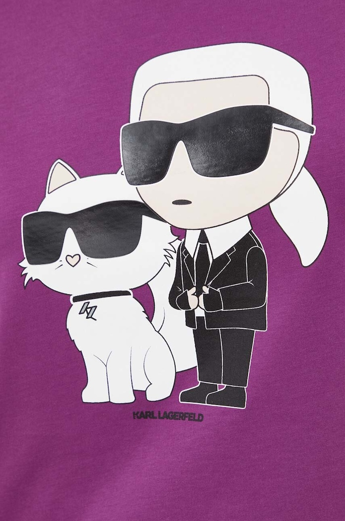 Karl Lagerfeld t-shirt bawełniany 230W1704 fioletowy