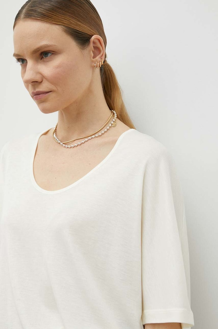Majica kratkih rukava By Malene Birger bež Q70278012Z