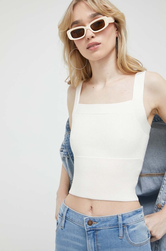Top Abercrombie & Fitch slim biela KI150.3045.101