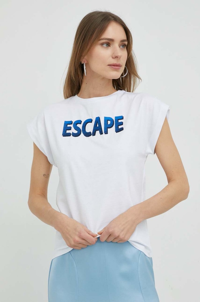 Marella t-shirt bawełniany wzorzyste biały 2339710234200