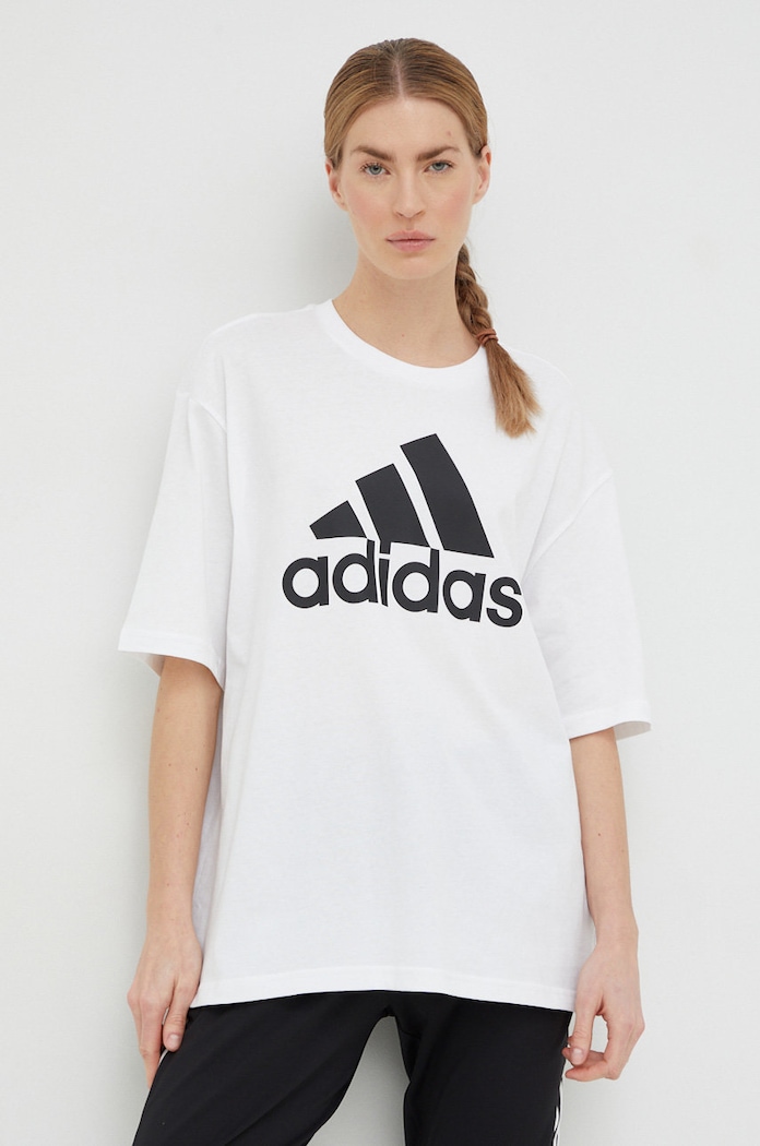 Βαμβακερό μπλουζάκι adidas HR4930 λευκό SS23