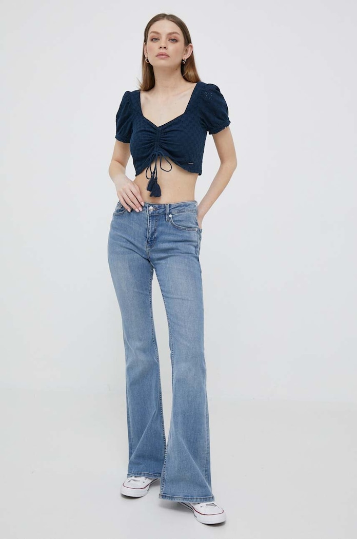 Pepe Jeans top din bumbac Philana PL304506.594 bleumarin SS23
