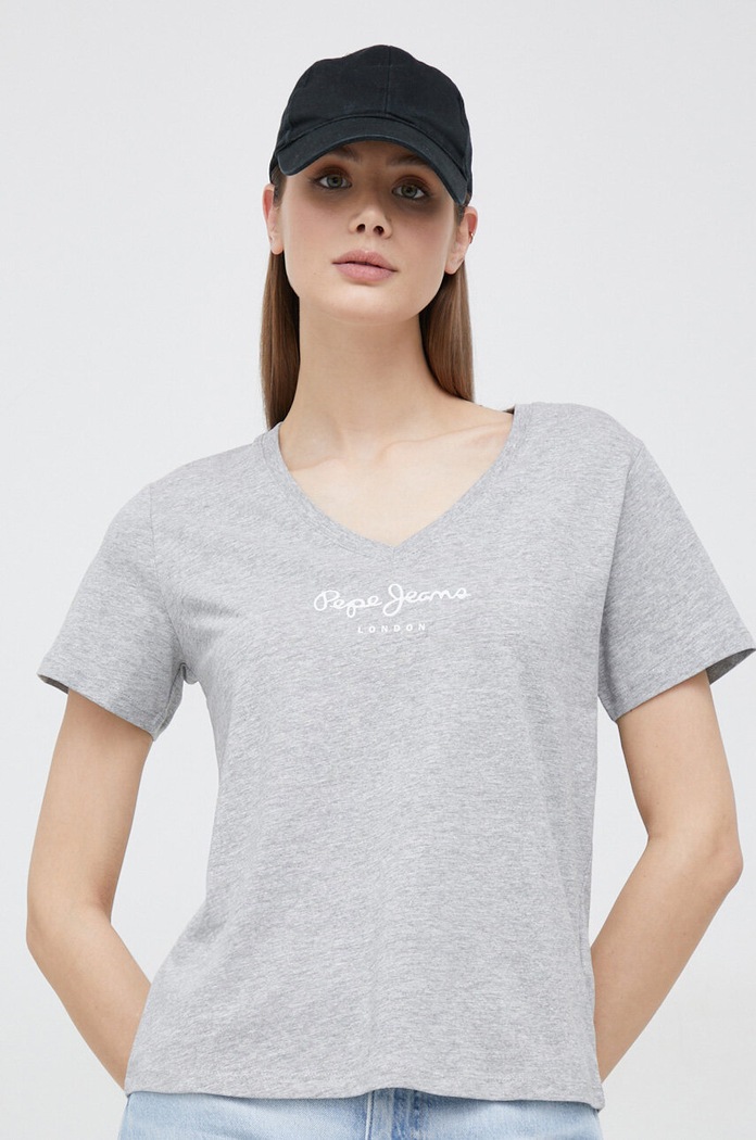 Μπλουζάκι Pepe Jeans Wendy V Neck PL505482.933 γκρί SS23
