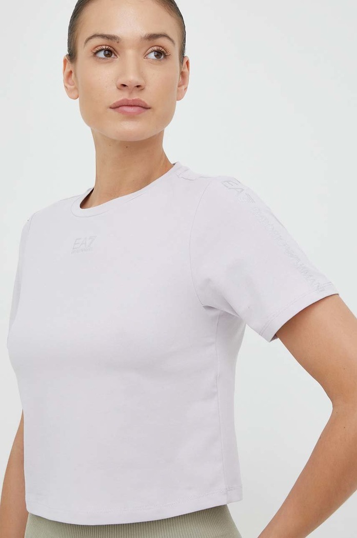 EA7 Emporio Armani t-shirt z elastanem fioletowy 3RTT14.TJFKZ
