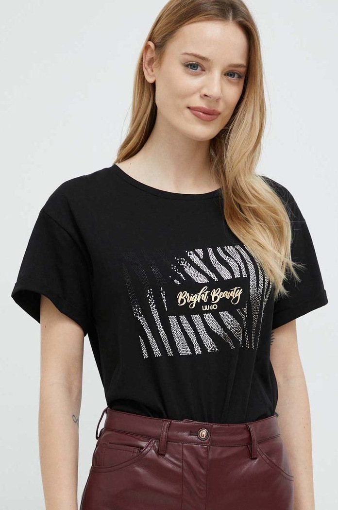 Liu Jo t-shirt bawełniany czarny WA3332.J6410