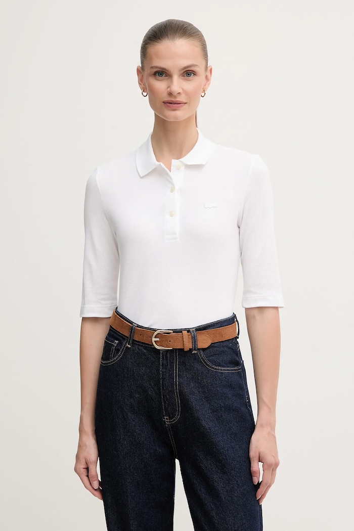 Бавовняна футболка Lacoste гладкий білий PF0503