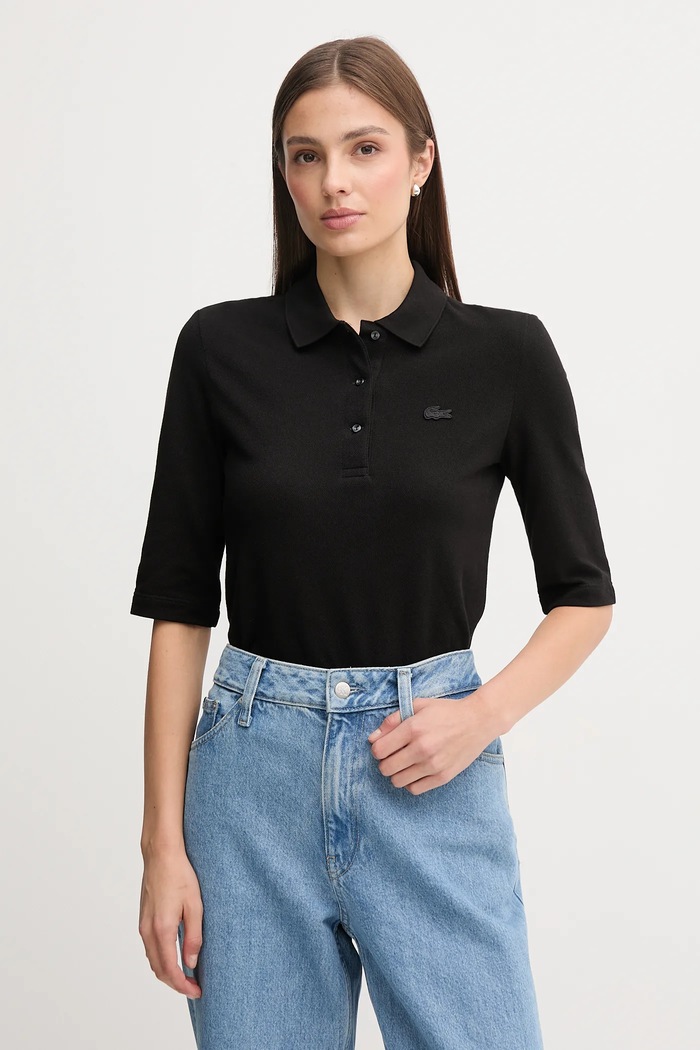 Lacoste tricou din bumbac uni negru PF0503