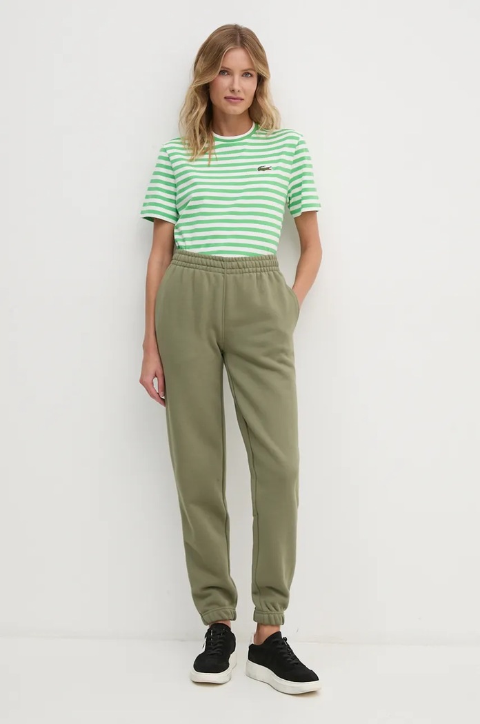 Памучна тениска Lacoste TF2594 зелен AW24