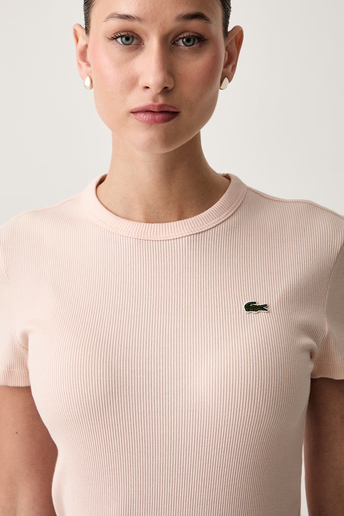 Lacoste T-shirt damski bawełniany różowy TF5538