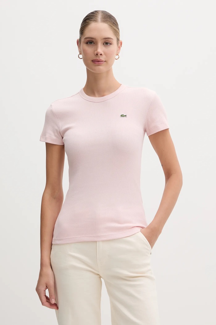 Lacoste t-shirt γυναικείο βαμβακερό ροζ TF5538