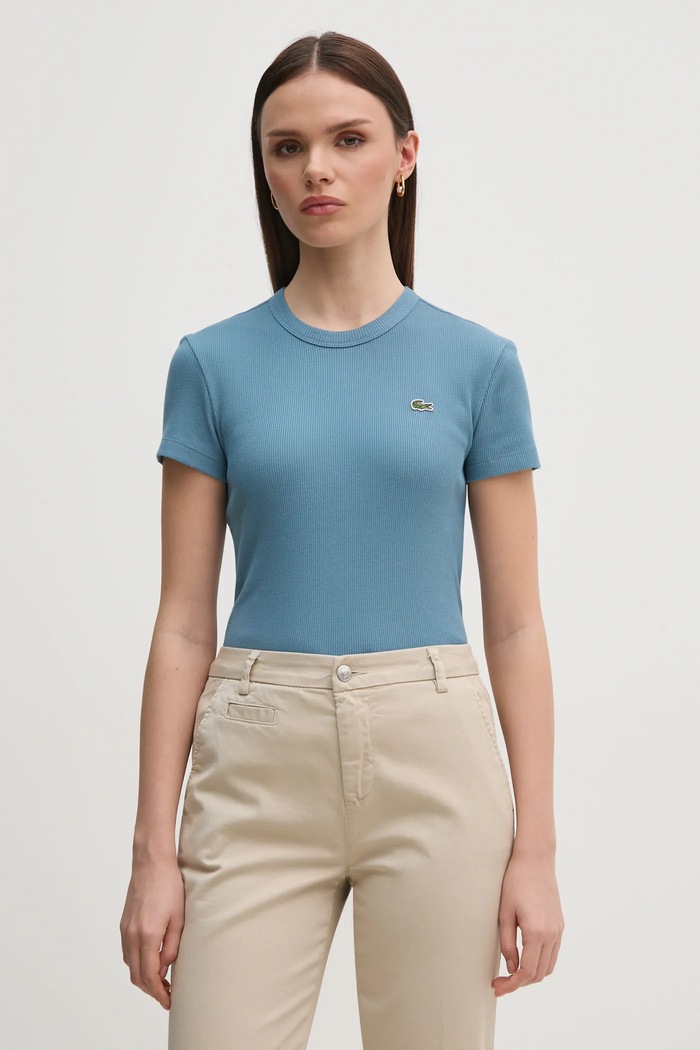 Lacoste t-shirt γυναικείο βαμβακερό slim μπλε TF5538
