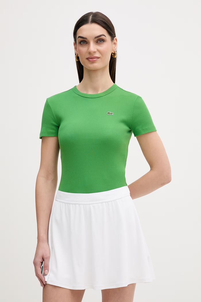 Lacoste t-shirt γυναικείο βαμβακερό slim πράσινο TF5538