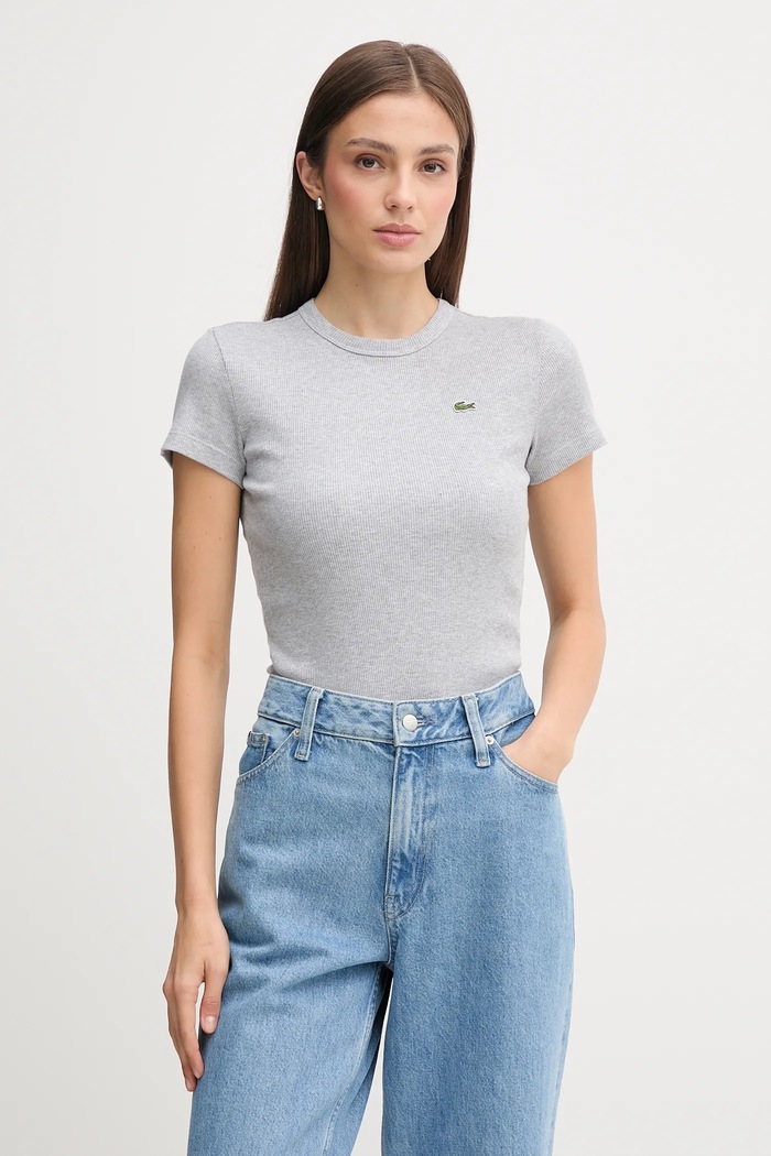 Lacoste t-shirt γυναικείο βαμβακερό γκρί TF5538