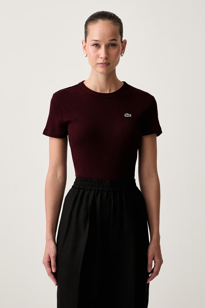 Lacoste T-shirt damski bawełniany bordowy TF5538