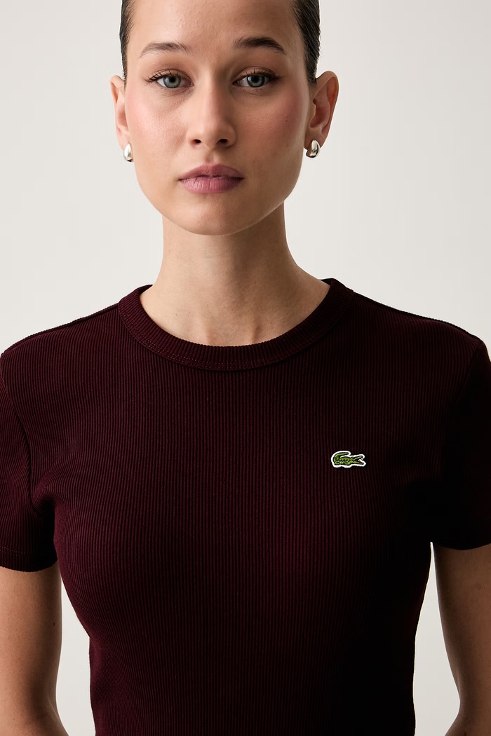 Lacoste T-shirt damski bawełniany bordowy TF5538